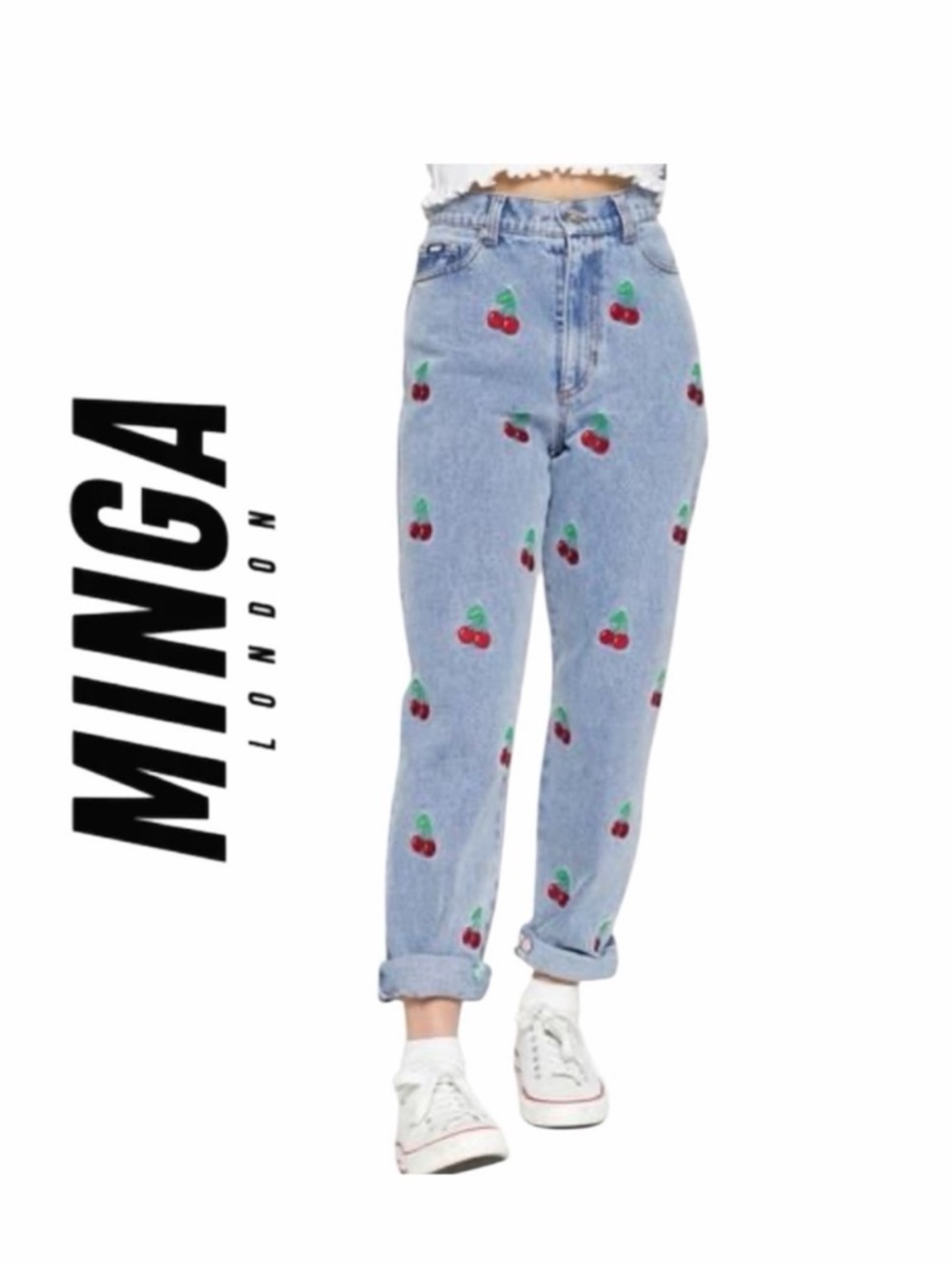 Minga London Embroidered Cherry‎ Jeans - Size 4
